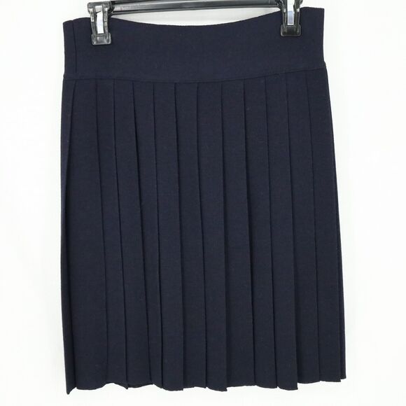 Laurel Escada Sweater Skirt Womens 8 US 40 EU Navy Blue Wool Knit Pleated Vtg - Picture 2 of 9